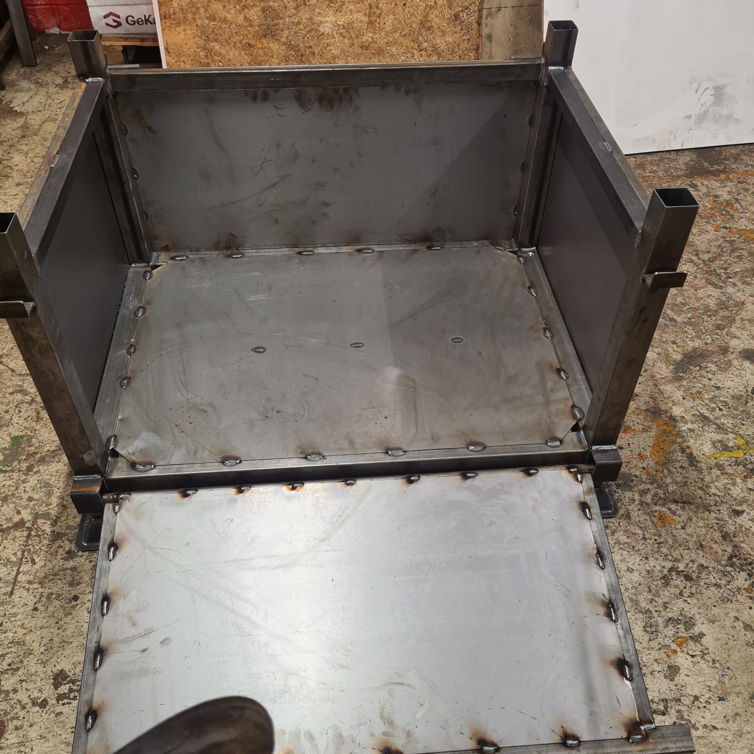 Steel Plated Stackable, Hinged Drop Front & Lid lockable Box - Image 5